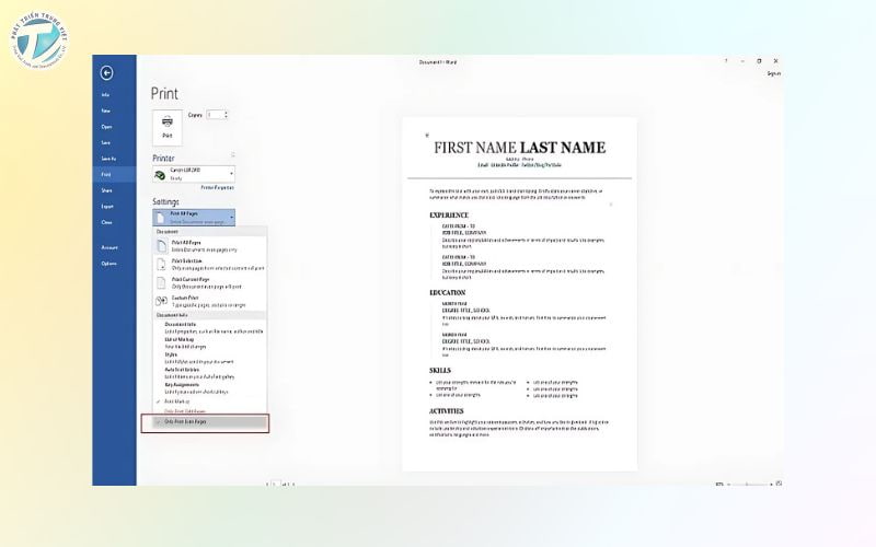 Cách sử dụng máy in Canon LBP 2900 bước 5 Only Print Even Pages